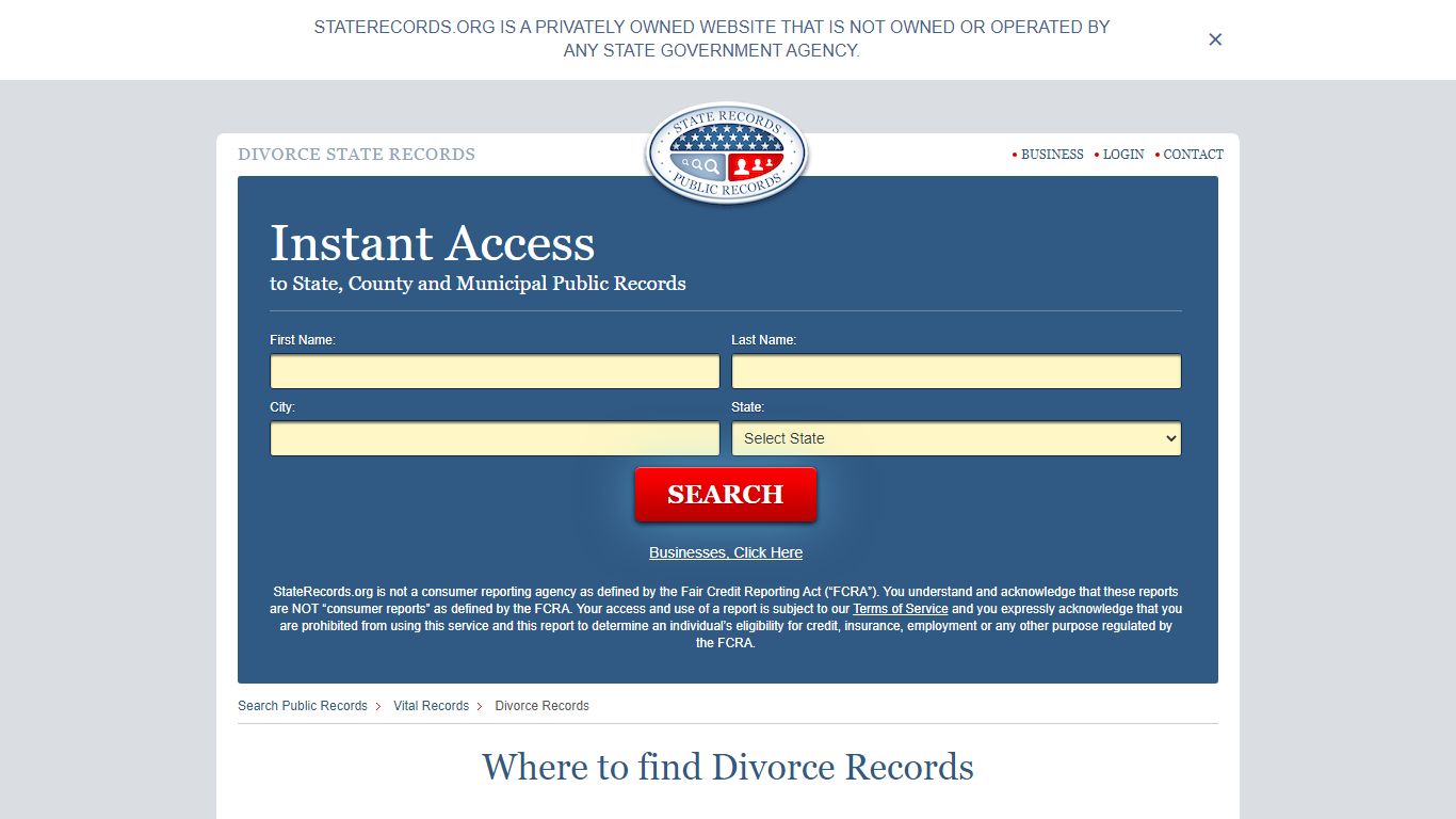 Divorce State Records | StateRecords.org